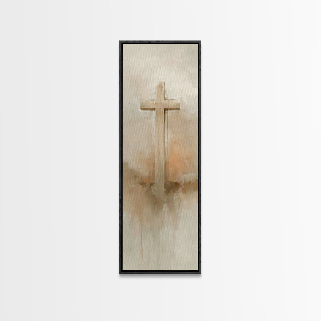 Desert Cross Stillness, Framed Canvas Print, Narrow Art, Christian Art Canvas, Christian Wall Art, Christian Art Painting, Christian Decor