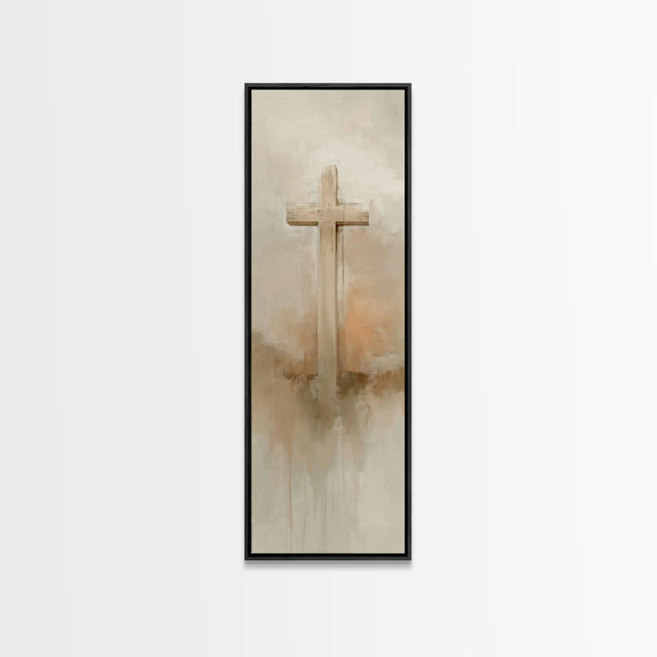 Desert Cross Stillness, Framed Canvas Print, Narrow Art, Christian Art Canvas, Christian Wall Art, Christian Art Painting, Christian Decor