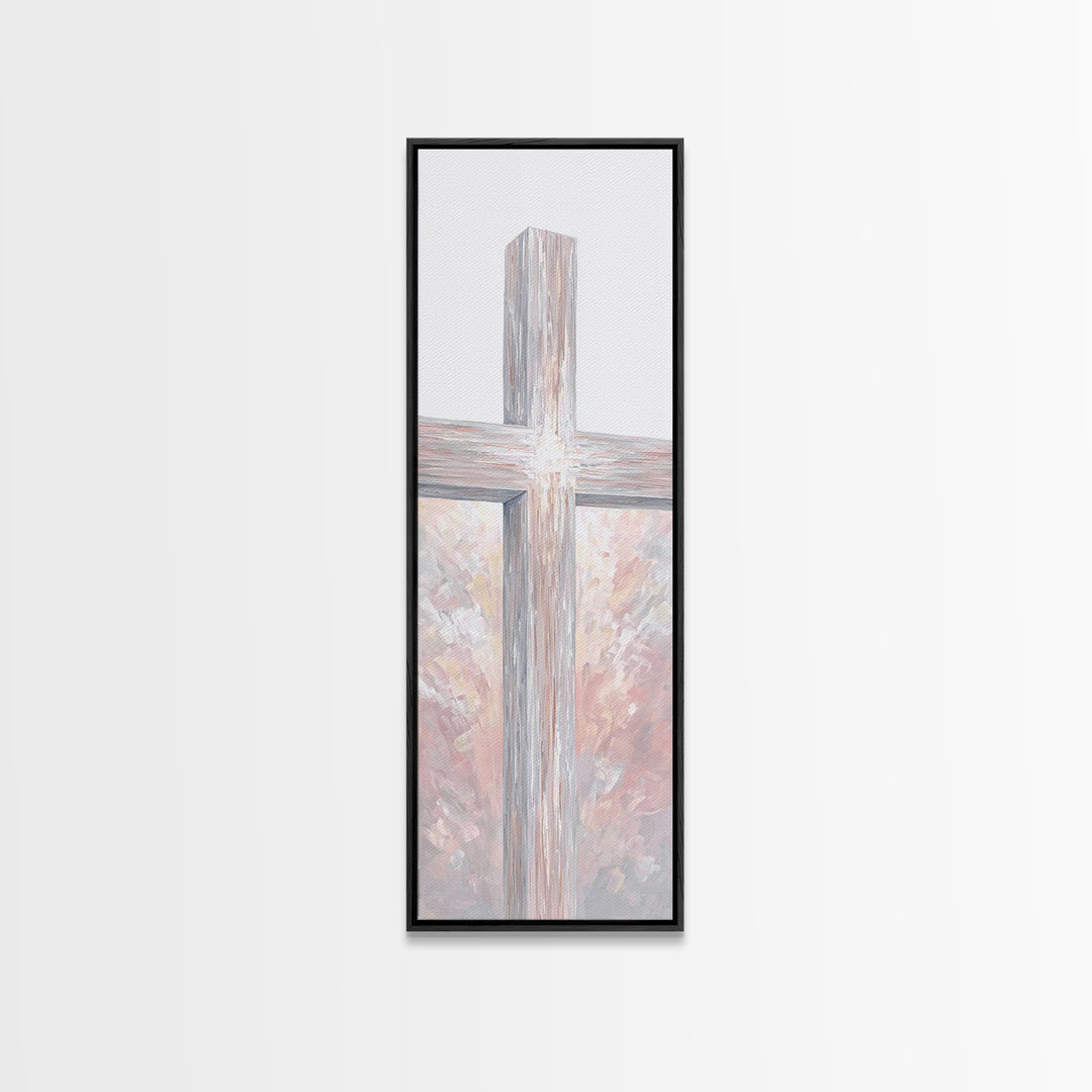 Radiant Cross Glory – Framed Canvas Print – Skinny Art – Christian Painting – Christian Art Canvas – Christian Wall Art – Christian Decor