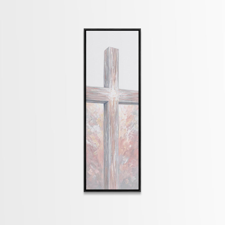 Radiant Cross Glory – Framed Canvas Print – Skinny Art – Christian Painting – Christian Art Canvas – Christian Wall Art – Christian Decor