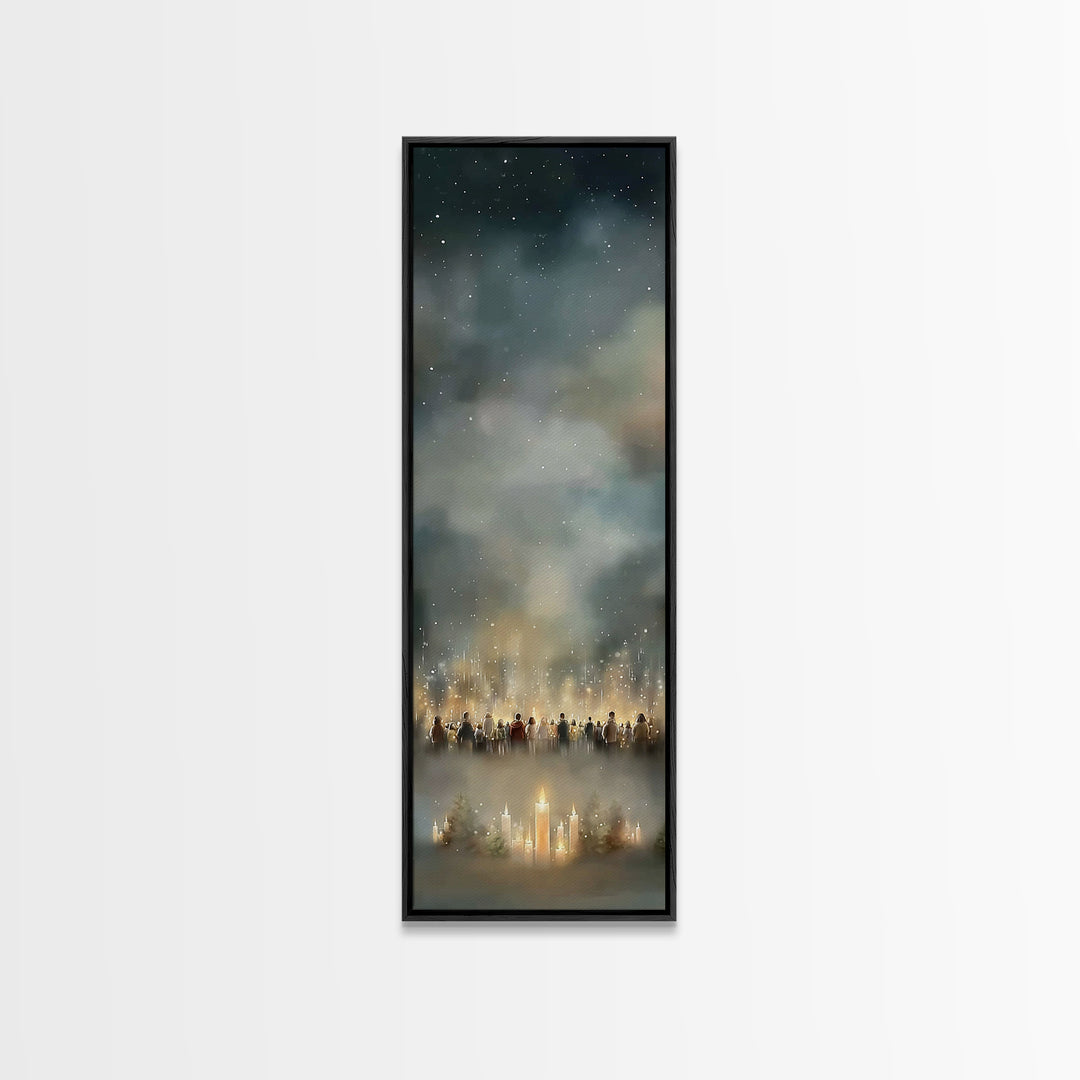 Tender Consolation | Framed Canvas Print | Christian Painting | Christian Christmas Art | Modern Christian Art | Tall Skinny Art Print