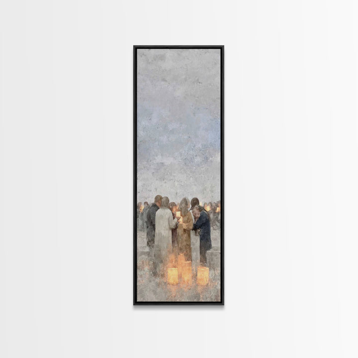 Holy Manger Light | Framed Canvas Print | Christmas Wall Art | Christian Christmas Decor | Christian Art Canvas | Skinny Art