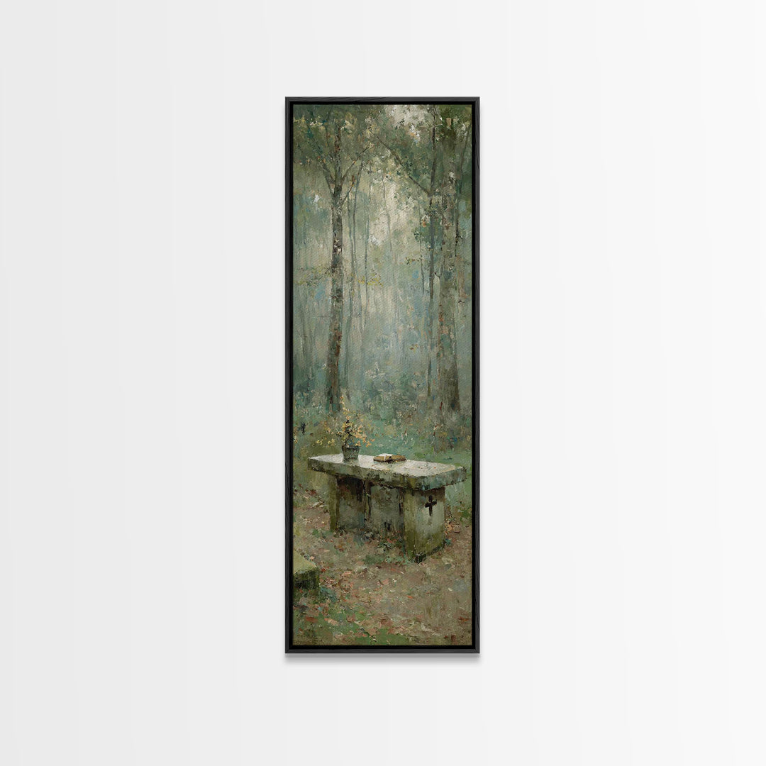 Quiet Scripture Rest | Framed Canvas Print | Christian Painting | Narrow Art | Christian Art Canvas | Christian Wall Art | Christian Decor