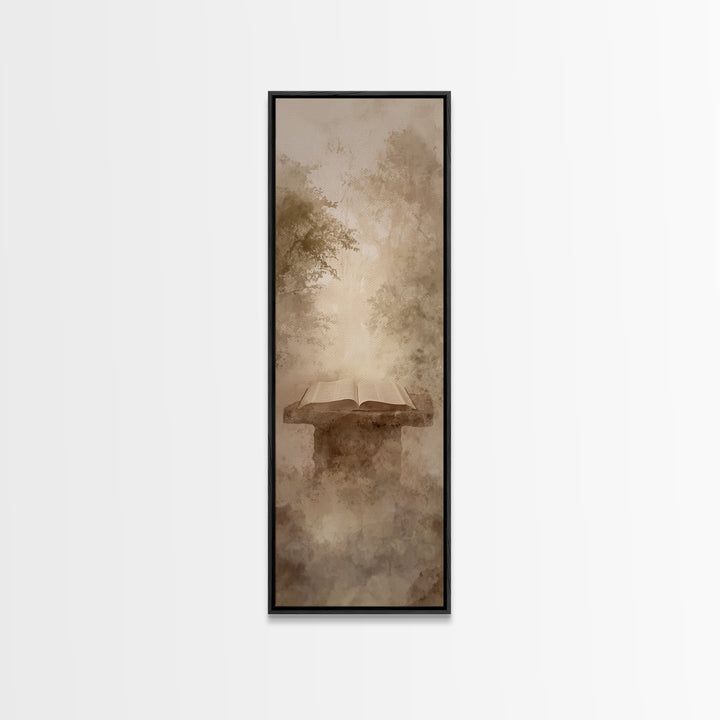 Forest Prayer Table – Framed Canvas Print – Christian Wall Art – Christian Painting – Skinny Art – Christian Art Canvas – Christian Decor