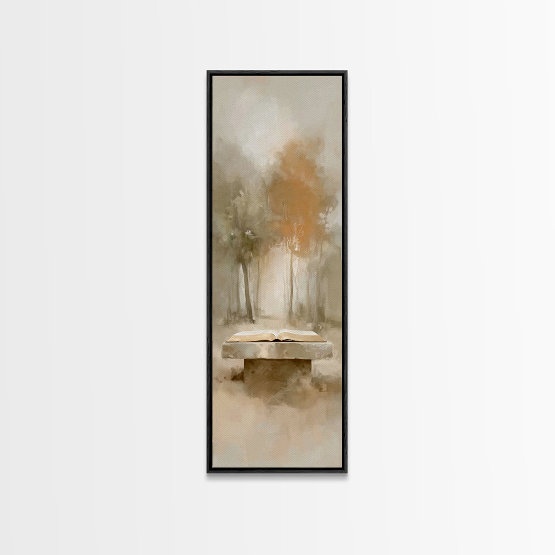 Autumn Scripture Glow | Framed Canvas Print | Christian Art Canvas | Christian Wall Art | Tall Skinny Art Print | Christian Painting | Chri