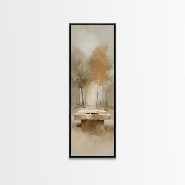 Autumn Scripture Glow | Framed Canvas Print | Christian Art Canvas | Christian Wall Art | Tall Skinny Art Print | Christian Painting | Chri