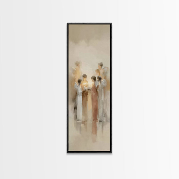 Heavenly Candle Vigil – Framed Canvas Print – Christian Wall Art – Christian Art Canvas – Narrow Art – Christmas Art – Christian Decor
