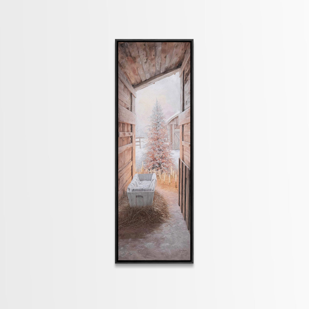 Manger Blessing – Framed Canvas Print – Christian Wall Art – Christmas Art – Christian Art Canvas – Tall Narrow Wall Art