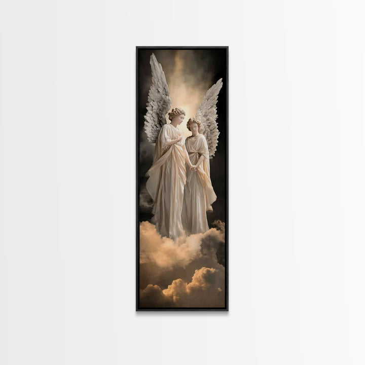 Angels Of Mercy – Framed Canvas Print | Christian Art Canvas | Christian Wall Art | Narrow Art | Christian Christmas Art | Christian Gift I