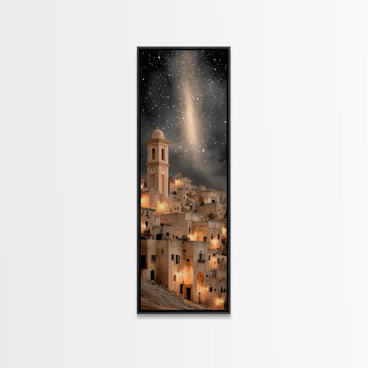 Bethlehem Night Wonder – Framed Canvas Print – Christmas Wall Art – Christian Art Canvas – Tall Skinny Art Print – Christian Christmas Deco