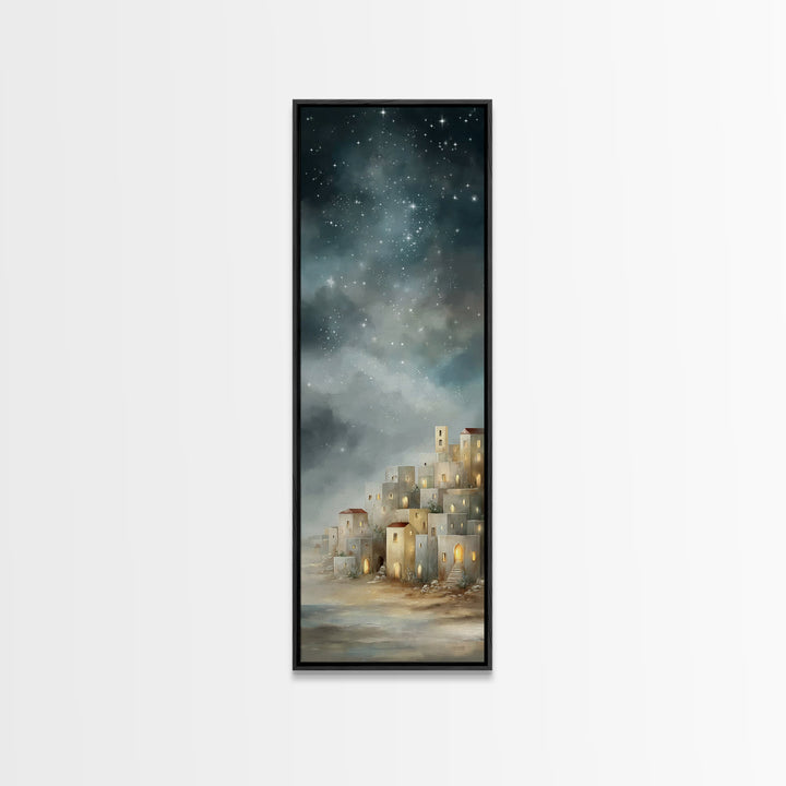 Holy City Glow – Framed Canvas Print – Tall Skinny Art Print – Christian Christmas Art – Christian Art Canvas – Christian Wall Art – Christ