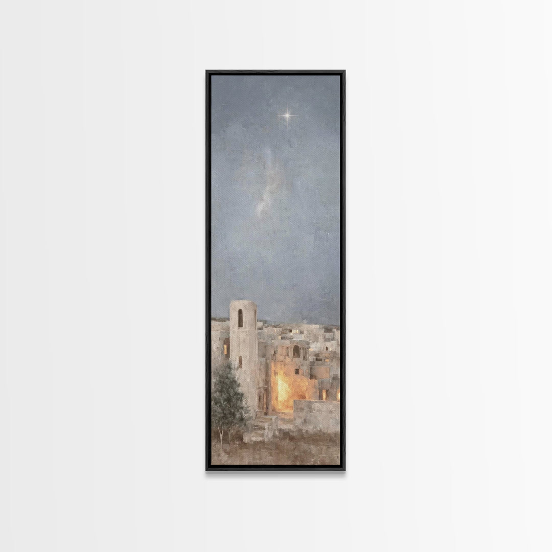 Night of Wonder – Framed Canvas Print – Tall Narrow Wall Art – Christian Christmas Art – Christian Wall Art – Christian Art Canvas – Christ