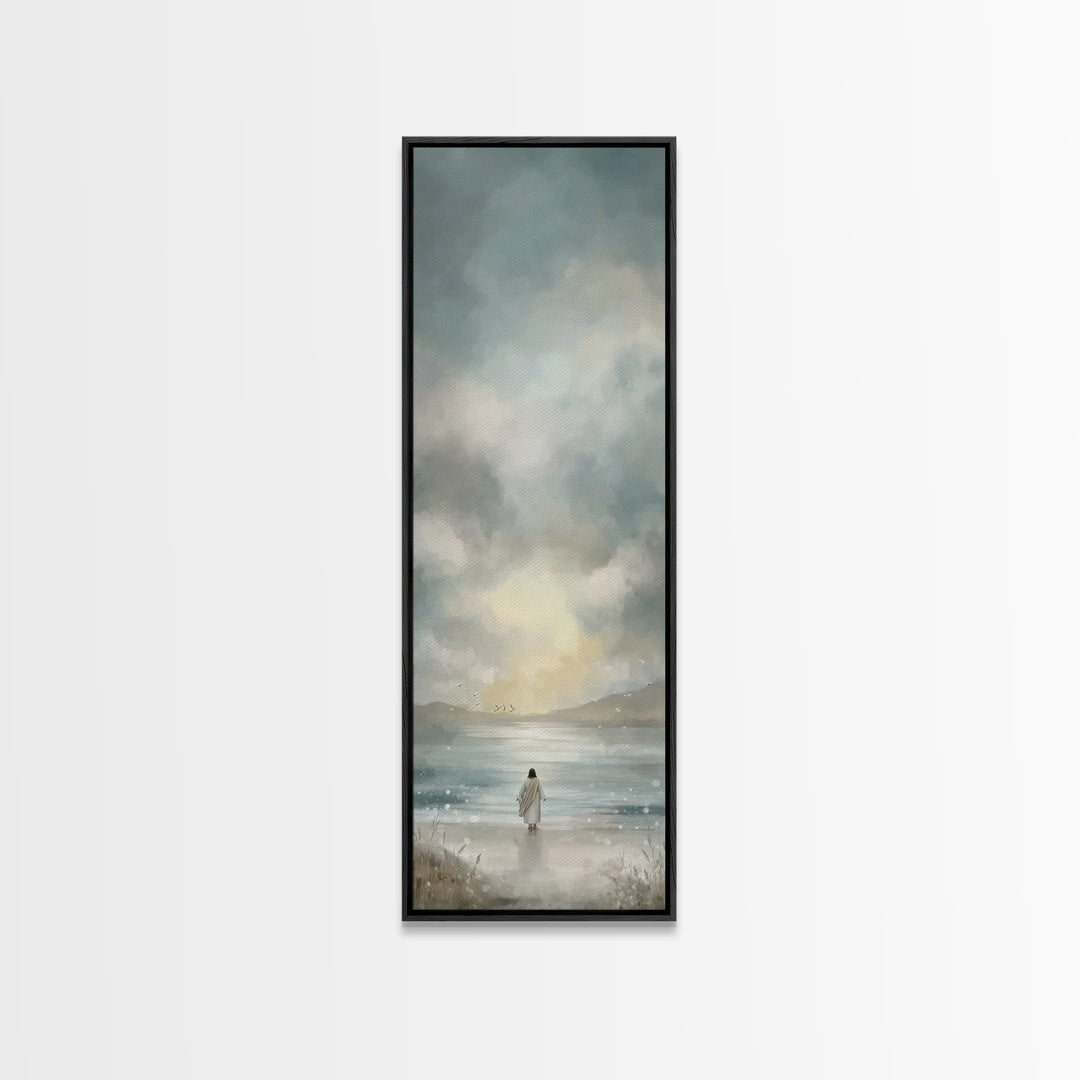 Radiance Of Mercy | Framed Canvas Print | Tall Narrow Wall Art | Christian Wall Art | Christian Art Canvas | Jesus Painting