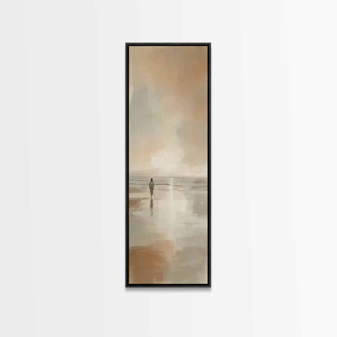 Shoreline Of Peace | Framed Canvas Print | Narrow Art | Christian Wall Art | Christian Art Canvas | Jesus Painting | Christian Christmas Ar