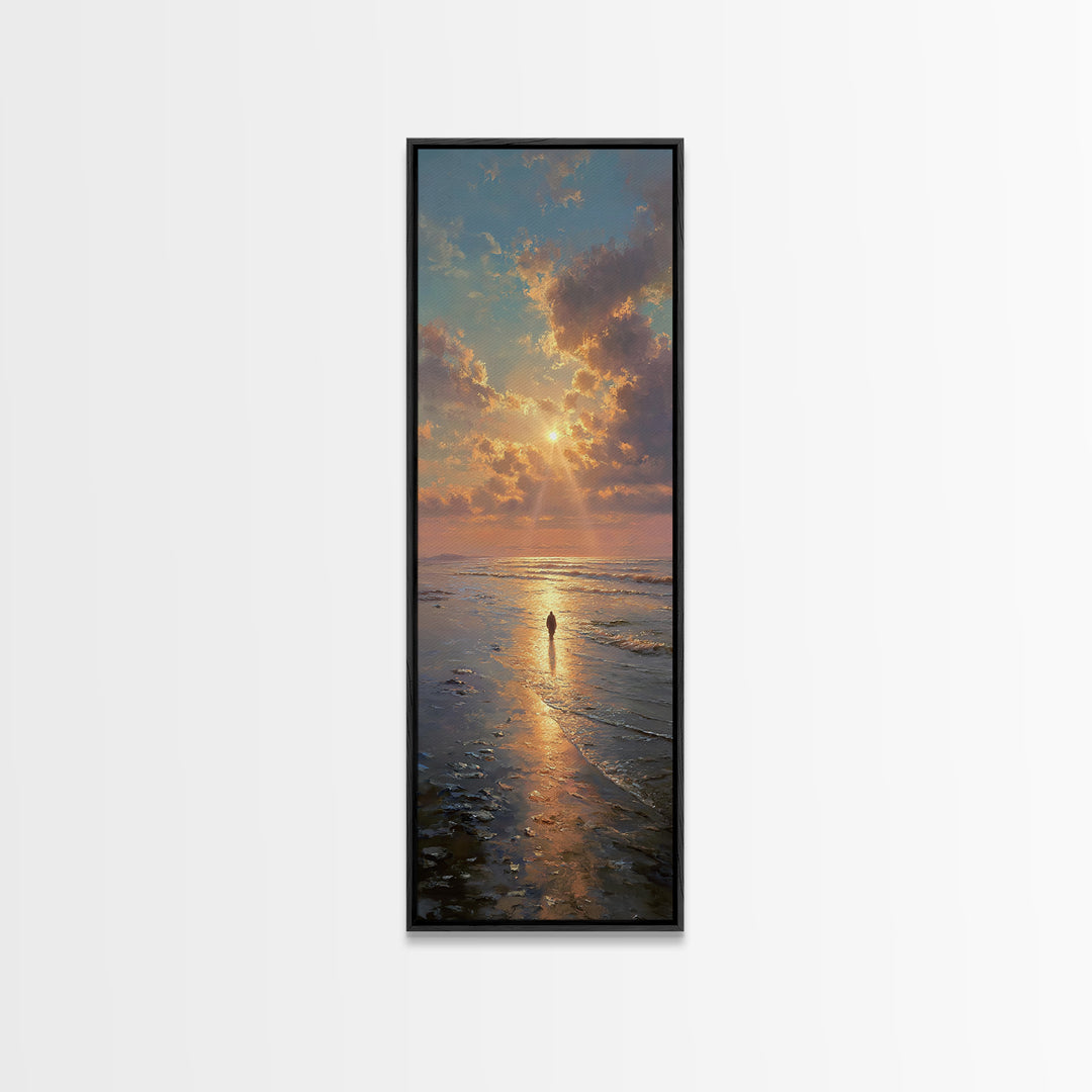 Sea Of Promise | Framed Canvas Print | Tall Narrow Wall Art | Jesus Painting | Christian Art Canvas | Christian Wall Art | Christian Gift