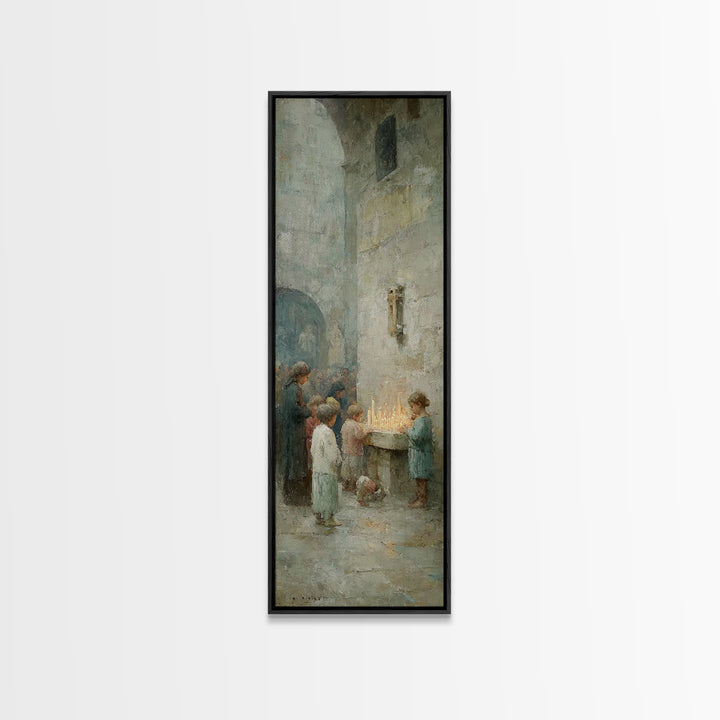 Candles Of Devotion - Framed Canvas Print - Christian Art Canvas - Christian Wall Art - Christmas Art - Christian Art Print - Tall Skinny A