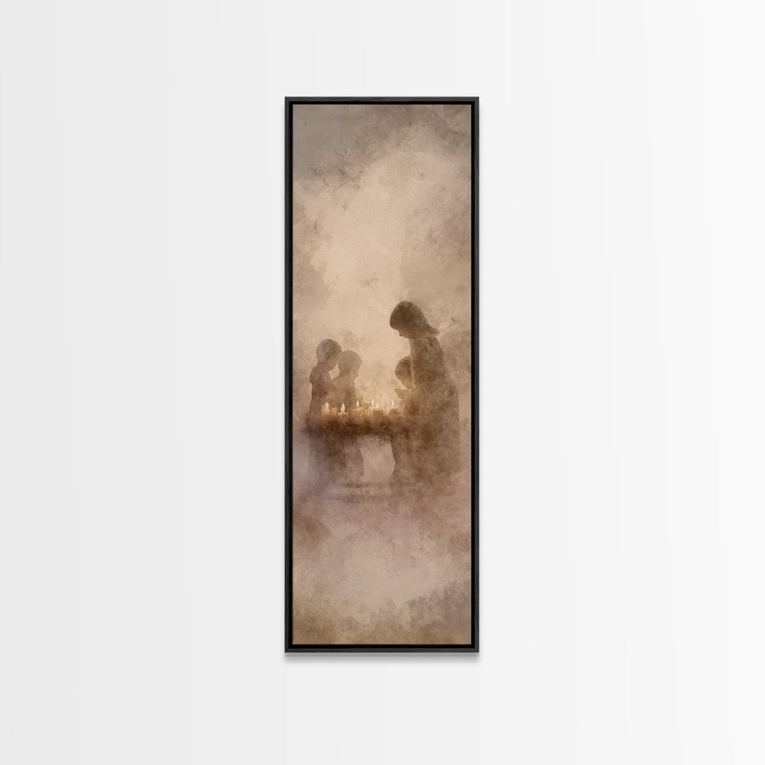 Heavenly City Glow - Framed Canvas Print - Christian Art Print - Christian Wall Art - Christian Decor - Tall Narrow Wall Art - Christmas Ar