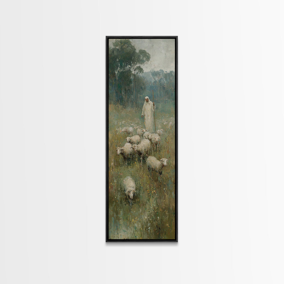 Follow The Shepherd - Framed Canvas Print - Christian Art Canvas - Christian Wall Art - Large Christian Painting - Skinny Art - Jesus Art