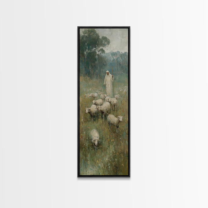 Follow The Shepherd - Framed Canvas Print - Christian Art Canvas - Christian Wall Art - Large Christian Painting - Skinny Art - Jesus Art