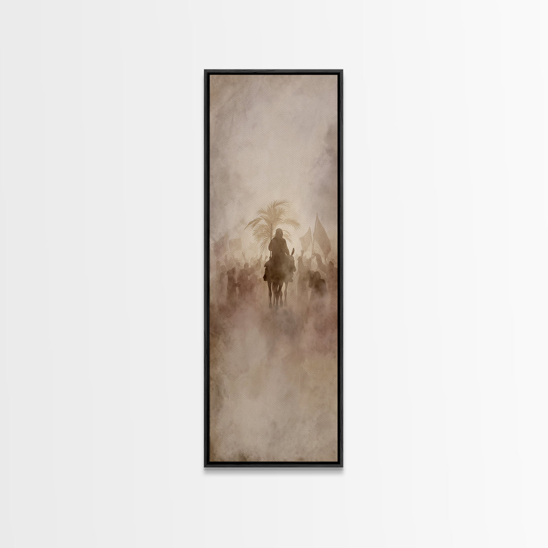Palm Branch Dawn – Framed Canvas Print – Christian Art Canvas – Christian Art – Tall Skinny Art Print – Jesus Painting – Christian Wall Art