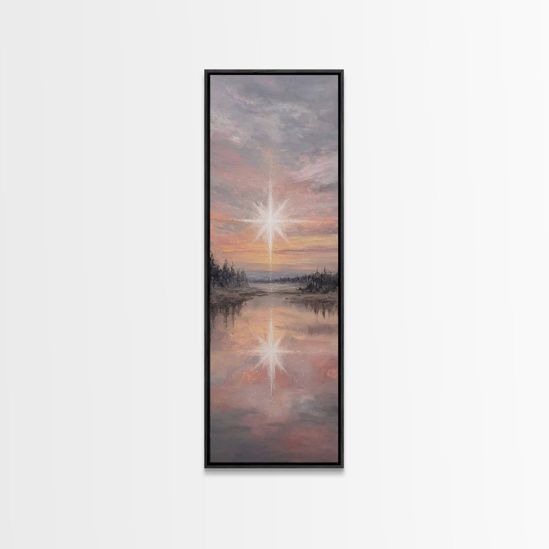 Silent Birth Refuge – Framed Canvas Print – Christian Wall Art – Vintage Christmas Art – Christian Art Print – Skinny Art