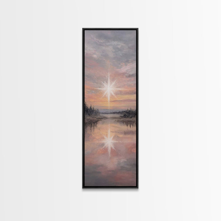 Silent Birth Refuge – Framed Canvas Print – Christian Wall Art – Vintage Christmas Art – Christian Art Print – Skinny Art