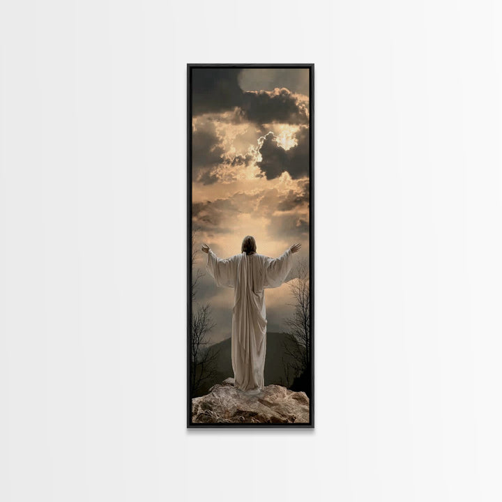 Radiant Summit Grace – Framed Canvas Print – Christian Wall Art – Jesus Painting – Tall Narrow Wall Art – Christian Art Canvas – Christmas
