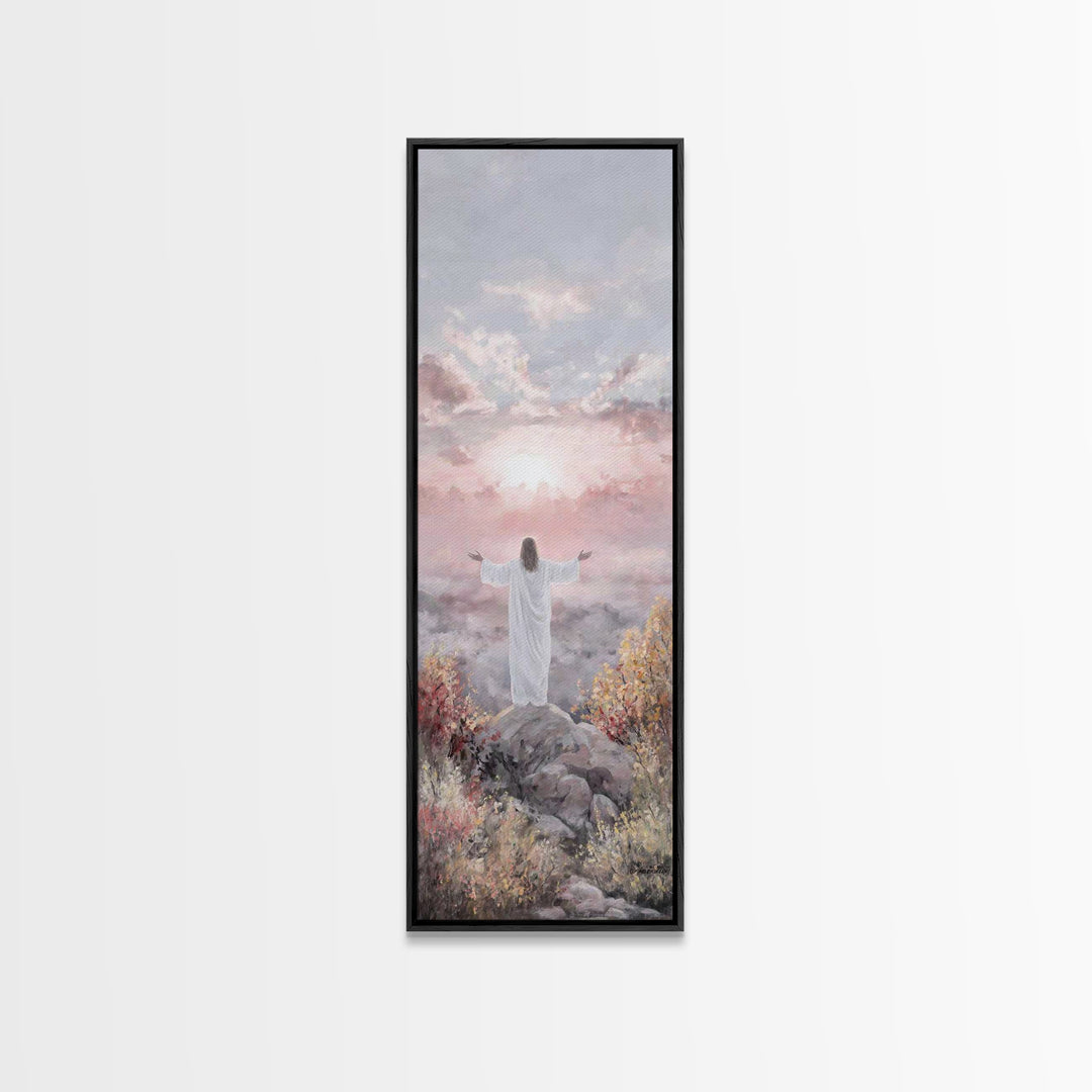 Dawn of Mercy Light, Framed Canvas Print, Christian Art Canvas, Jesus Painting, Christian Wall Art, Skinny Art, Christian Christmas Art, Ch