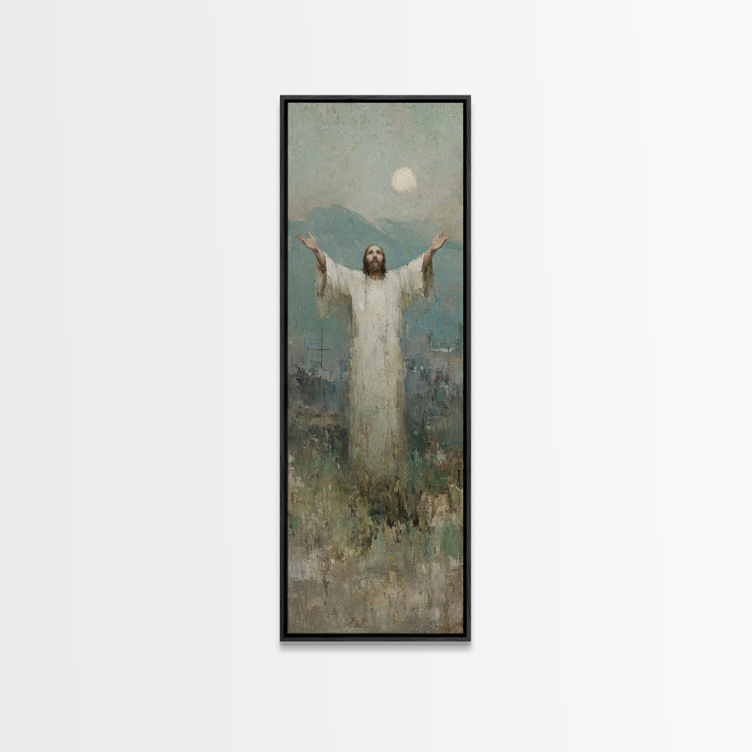 Light of Salvation Grace – Framed Canvas Print – Christian Christmas Art – Jesus Painting – Christian Wall Art – Tall Narrow Wall Art – Chr
