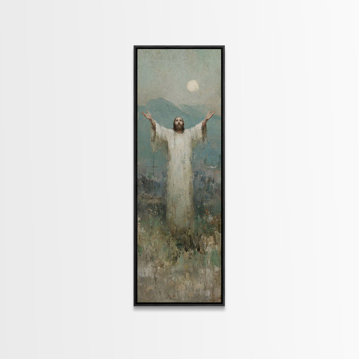 Light of Salvation Grace – Framed Canvas Print – Christian Christmas Art – Jesus Painting – Christian Wall Art – Tall Narrow Wall Art – Chr