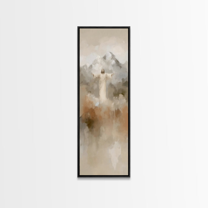 Sacred Misty Dawn | Framed Canvas Print | Jesus Painting | Christian Art Canvas | Christian Wall Art | Skinny Art | Christian Christmas Art