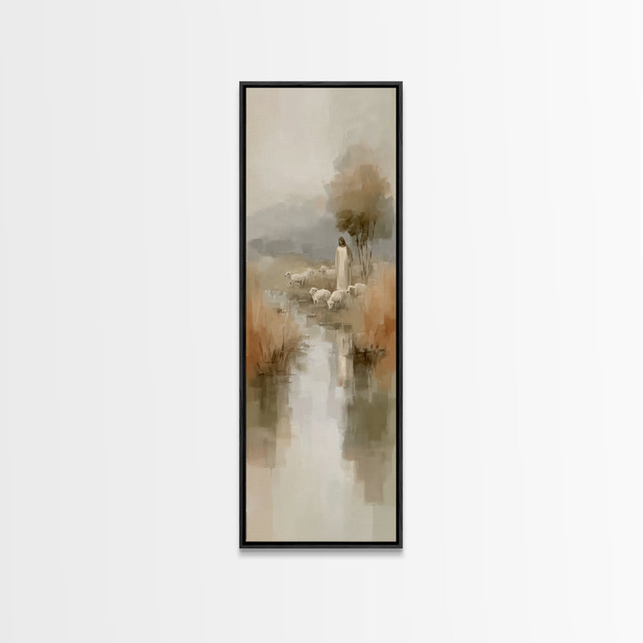 Valley of Still Grace – Framed Canvas Print – Jesus Painting – Christian Wall Art – Christian Art Canvas – Skinny Art – Christian Christmas