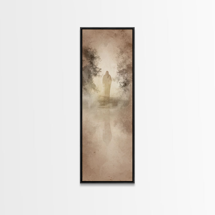 Autumn Prayer Walk | Framed Canvas Print | Christian Art Canvas | Jesus Painting | Christian Wall Art | Narrow Art | Christian Christmas Ar