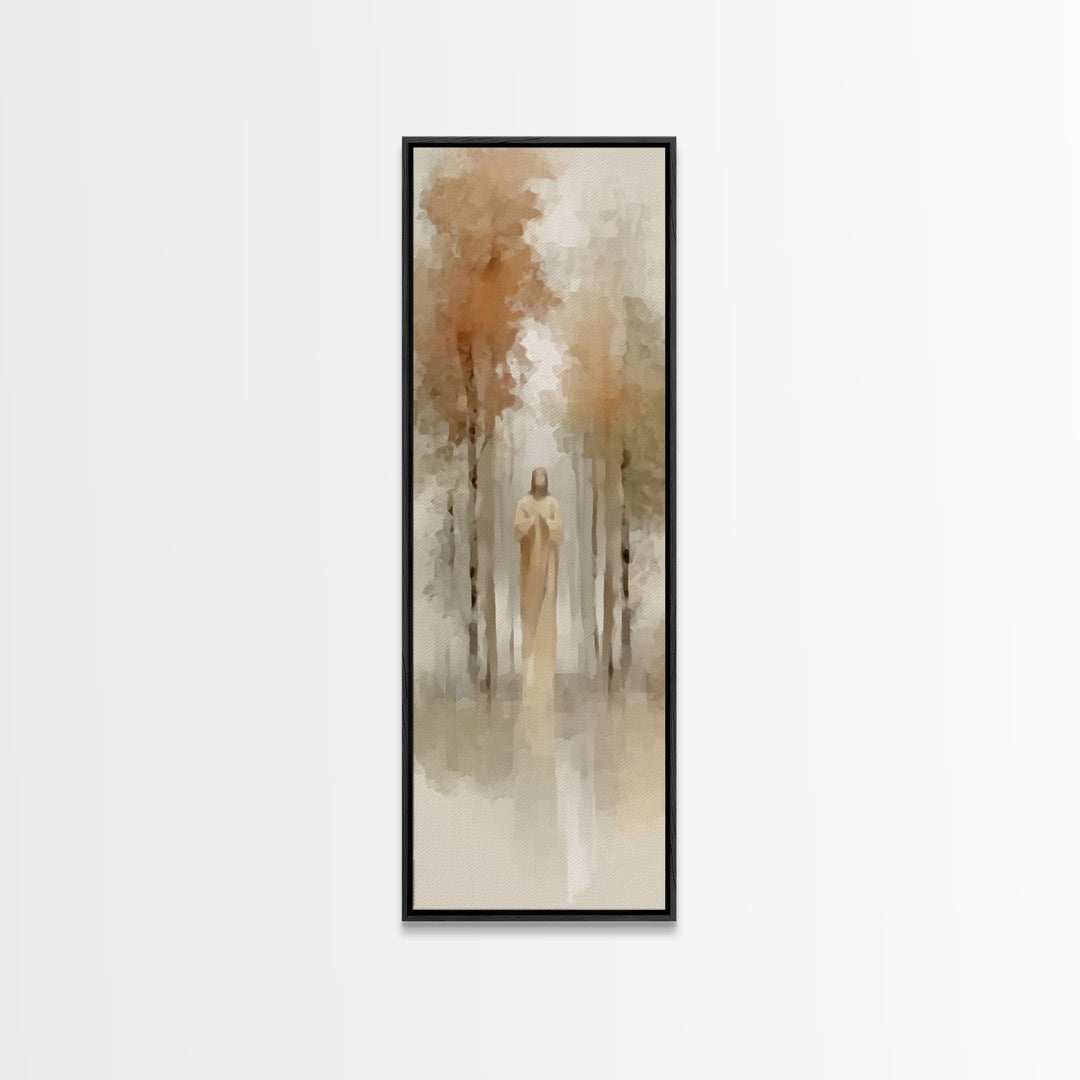 Morning Forest Glory – Framed Canvas Print – Christian Art Canvas – Jesus Painting – Christian Wall Art – Skinny Art – Christian Christmas