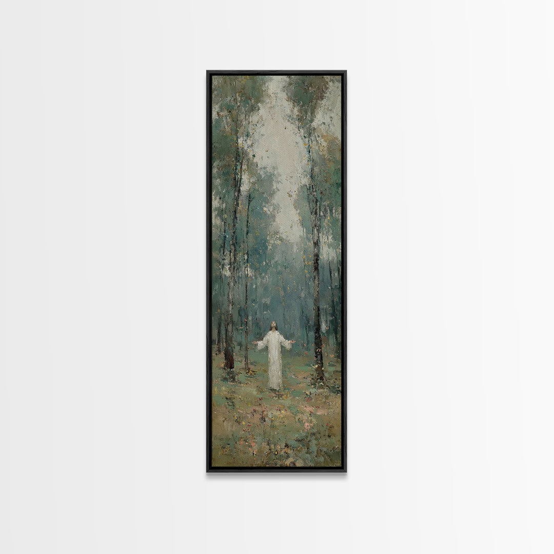 Radiant Woods Blessing, Framed Canvas Print, Christian Wall Art, Christian Art Canvas, Jesus Painting, Tall Narrow Wall Art, Christian Chri