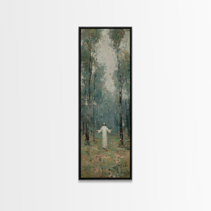Radiant Woods Blessing, Framed Canvas Print, Christian Wall Art, Christian Art Canvas, Jesus Painting, Tall Narrow Wall Art, Christian Chri