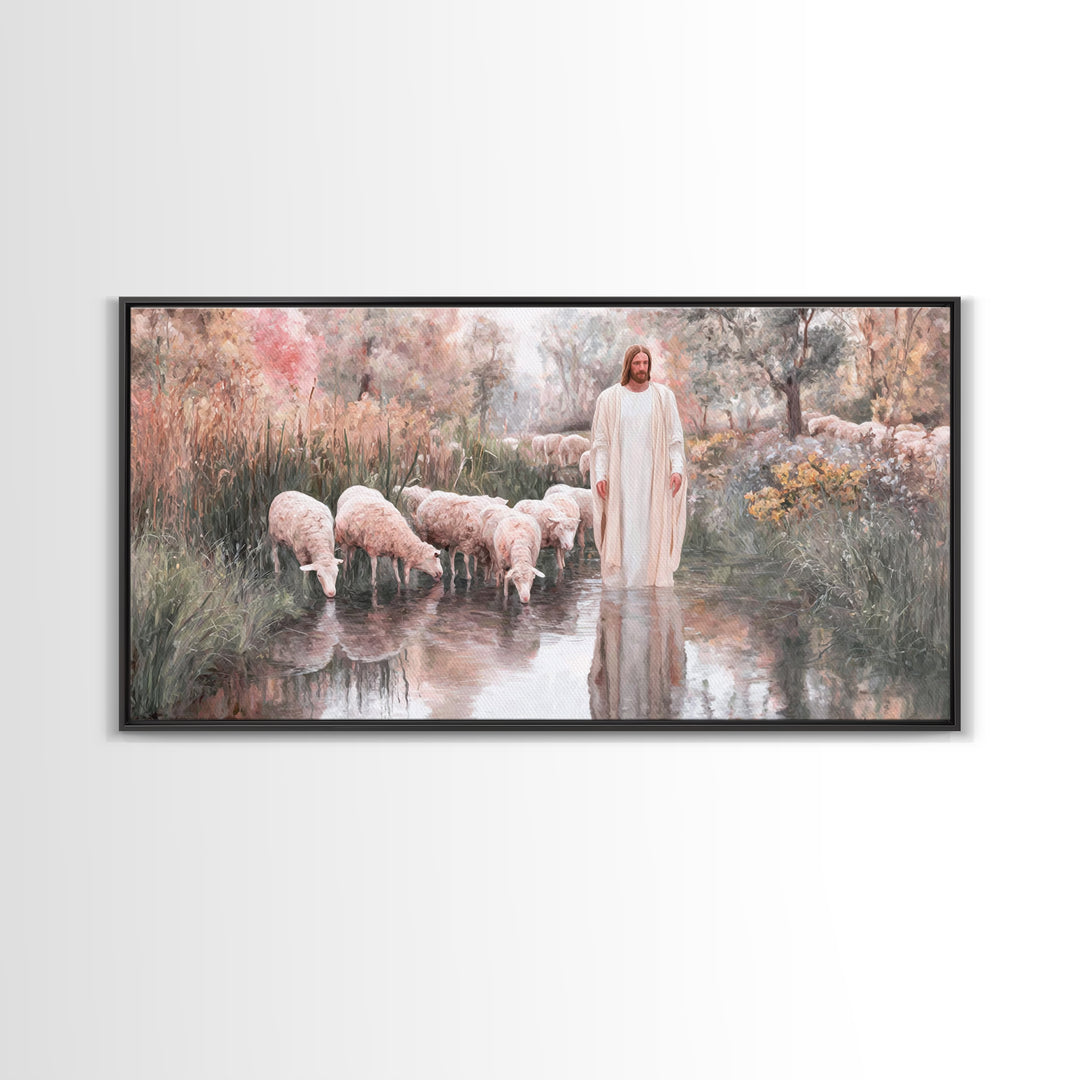 Pastoral Sunrise - Framed Canvas Print - Christian Wall Art - Christian Art Canvas - Christian Gift - Jesus Painting - Christian Art