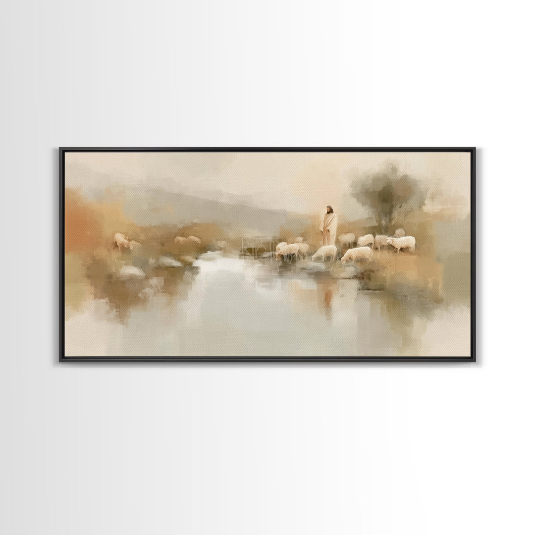 River of Peace | Framed Canvas Print | Christian Art Canvas | Jesus Painting | Christmas Art | Christian Wall Art | Subtle Christian Art