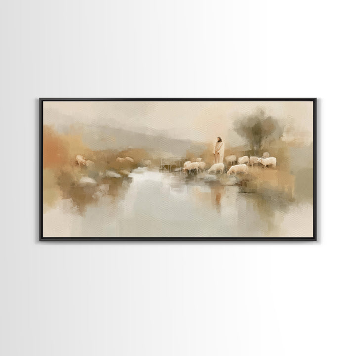 River of Peace | Framed Canvas Print | Christian Art Canvas | Jesus Painting | Christmas Art | Christian Wall Art | Subtle Christian Art