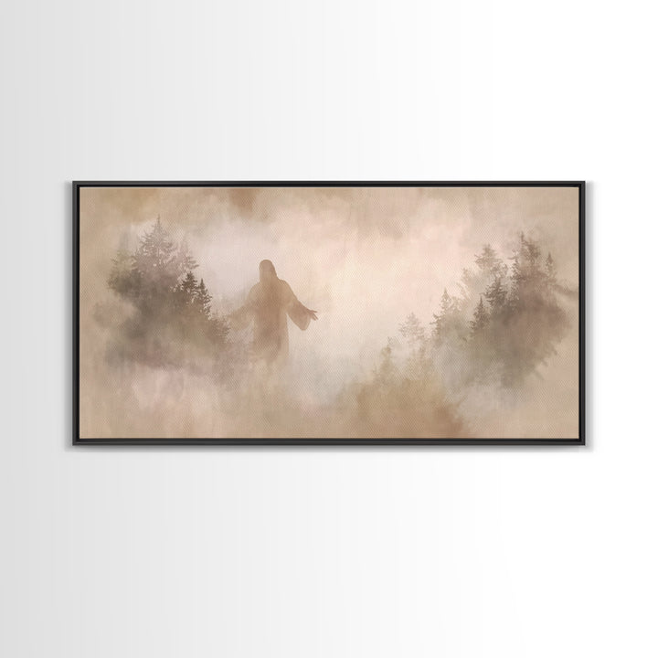 Heavenly Stillness – Framed Canvas Print – Christian Art Canvas – Jesus Painting – Christian Wall Art – Moody Christmas Art – Christian Dec