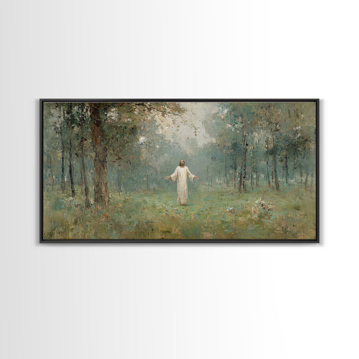 Light of Salvation, Framed Canvas Print, Christian Wall Art, Jesus Painting, Christian Christmas Art, Christian Art Canvas, Modern Christia