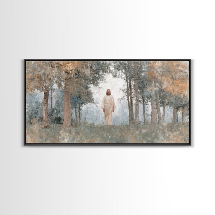 Divine Meadow, Framed Canvas Print, Christian Wall Art, Jesus Painting, Christian Art Canvas, Subtle Christian Art, Christian Christmas Art