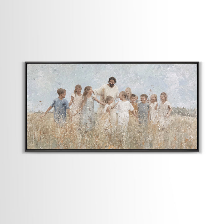 Fields Of Joy – Framed Canvas Print – Christian Wall Art – Jesus Painting – Christian Art Canvas – Christmas Art – Christian Decor