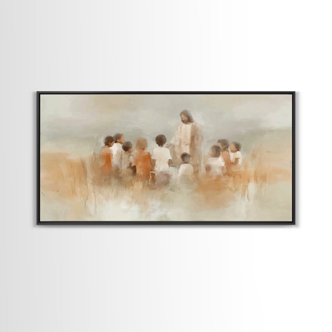 Meadow Of Hope, Framed Canvas Print, Christian Art Print, Christian Wall Art, Jesus Painting, Christmas Wall Art, Christian Decor, Modern C