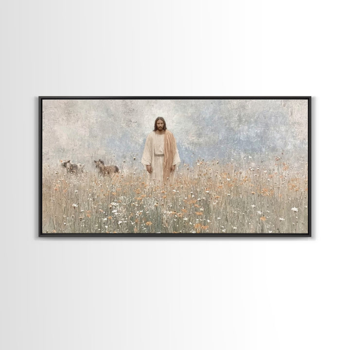 Sacred Garden Quiet, Framed Canvas Print, Christian Art Print, Jesus Paintings, Christian Wall Art, Christmas Art Prints, Christian Decor,