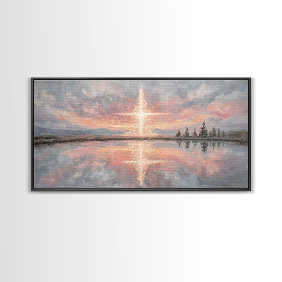 Heaven’s Dawn | Framed Canvas Print | Christian Wall Art | Christian Art Print | Christmas Canvas Wall Art | Modern Christian Art | Christi