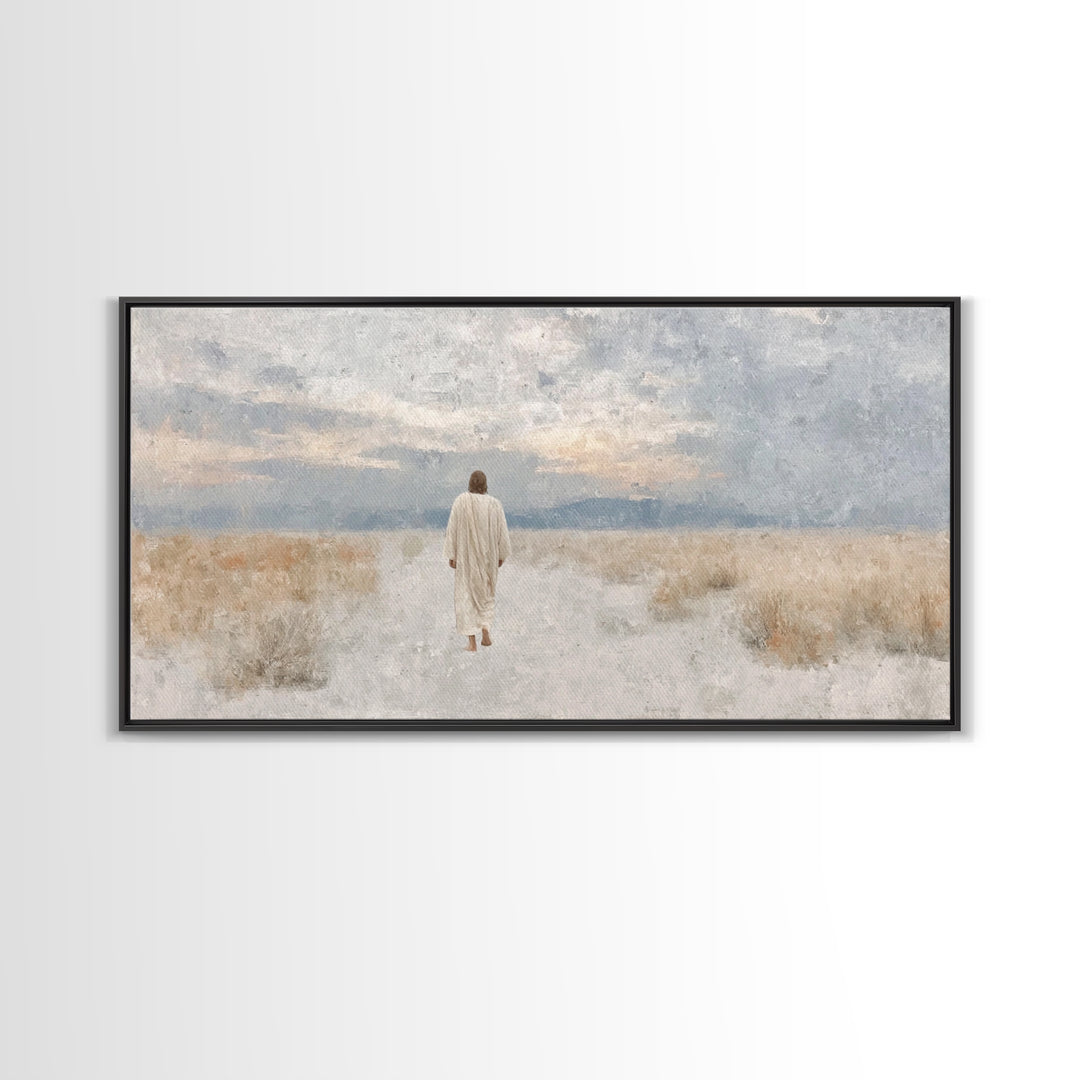 Desert Dawn Path – Framed Canvas Print – Christian Wall Art – Jesus Painting – Christian Art Canvas – Christian Decor – Modern Christian Ar