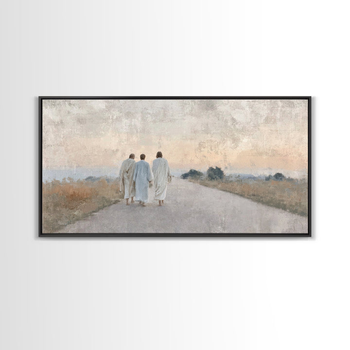 Road Of Companions | Framed Canvas Print | Christian Art Canvas | Christian Wall Art | Christian Paintings | Jesus Painting | Christian Dec