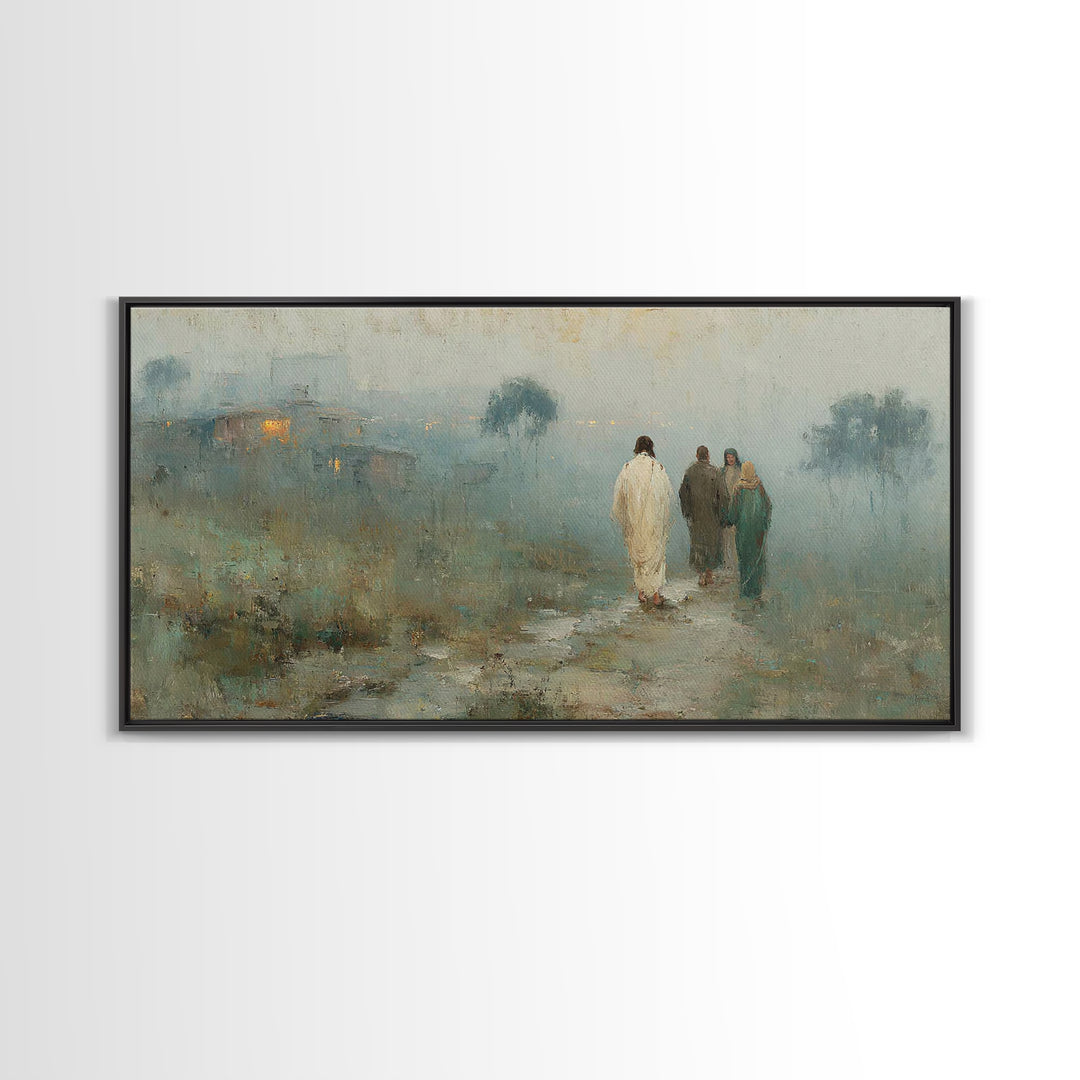 Walk To Hope | Framed Canvas Print | Christian Art Canvas | Jesus Painting | Modern Christian Art | Christian Wall Art | Christmas Art