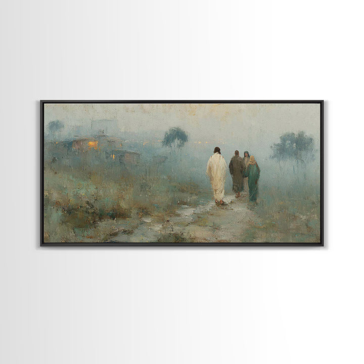 Walk To Hope | Framed Canvas Print | Christian Art Canvas | Jesus Painting | Modern Christian Art | Christian Wall Art | Christmas Art
